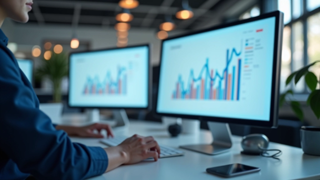 Moderní kancelářský prostor s grafiky a analytickými diagramy na stěně