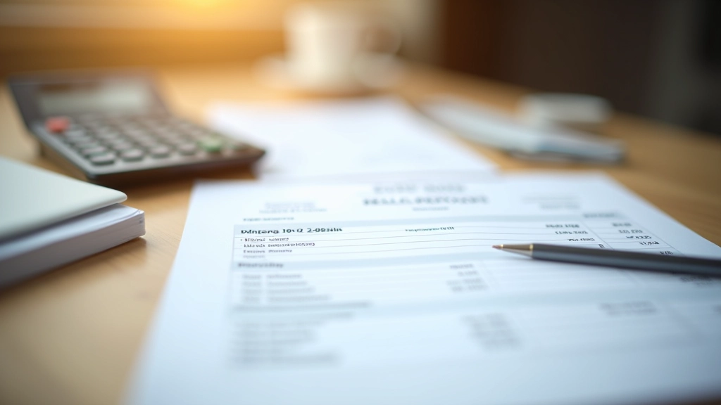 Papírová výplatní páska s tužkou a kalkulačkou na pracovním stole